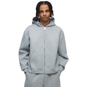 Ensemble de survêtement pour hommes en molleton de coton lourd 450GSM Sweat à capuche zippé et jogging à jambes larges Streetwear doux Deux pièces Fabricant OEM - Product Image 3
