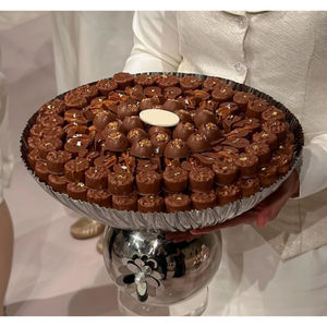 Cuenco de chocolate con acabado de Metal plateado de la mejor calidad con acento dorado, Cuenco para dulces, cuenco decorativo elegante para servir para eventos, catering - Product Image 3