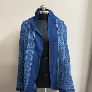 Chal de Algodón Estampado a Mano con Diseño Floral Azul CHHEENT, Resistente al Viento, Duradero, Ligero y Transpirable para Mujer - Product Image 2