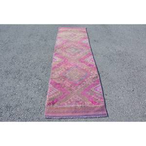 Tapis Kilim Turc Vintage 2.6 X 9.1ft Classique Rectangle Patchwork Design Laine Matériau Latex Support pour Salon Couloir - Product Image 1