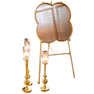 <b>Tall</b> Aluminum T Light <b>Candle</b> Stand with Glass Stem Wedding Floor Standing Luxury Handmade <b>Candle</b> <b>Holder</b> Pillar in Gold Finished - Product Image 1