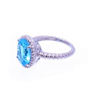 ต่างหูเงินทำด้วยมือไทเทเนียมสีฟ้าบุษราคัมแหวนพลอยชุบทองน่าดึงดูดสำหรับการหมั้นงานแต่งงานของขวัญคลาสสิกคลาสสิก - Product Image 2