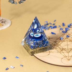 Pyramides de protection contre le mauvais œil de qualité supérieure avec cristaux de lapis-lazuli, pyramide d'énergie orgonique pour la guérison et la méditation - Product Image 3