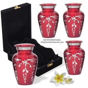 โกศอลูมิเนียมสีแดงน่ารักสำหรับการแกะสลักเถ้าใบไม้จากมนุษย์ - Product Image 1