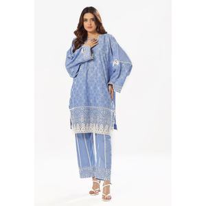 Chemise en mousseline de soie violette 2 pièces non cousue avec broderie détaillée et décorations complexes - Product Image 1