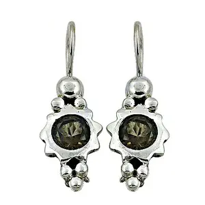 Pendientes Colgantes de Plata 925 con Cuarzo Ahumado y Perla de Agua Dulce para Mujer, Pendientes Largos Chapados en Oro con Forma de Flor y Piedra Principal de Esmeralda Dorada - Product Image 2