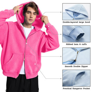 2025 hommes toutes saisons sweat à capuche sweats à capuche grande taille 100% coton veste fermeture éclair conception solide coupe ample pour printemps hiver - Product Image 4