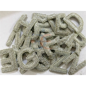 Vàng Bảng Chữ Cái Vải Handmade Vá Vàng Chủ Đề Thêu May Trên Twill Vải Các Bản Vá Lỗi A-Z Hoặc 1-10 Số Trong Thời Trang Phông Chữ - Product Image 5