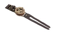 Montre Steampunk à bracelet en cuir avec cadran solaire en laiton véritable