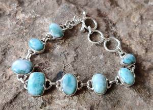 Cadeau de mariage, bracelet en argent fin fait à la main en argent sterling 925 avec pierre précieuse Larimar, bijoux en argent 925, bijoux en argent estampés 925 - Product Image 4