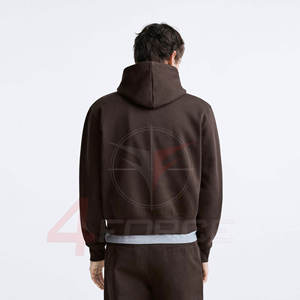 เสื้อฮู้ดดี้ทรงบ็อกซี่แบบครอปสำหรับผู้ชาย สไตล์สตรีทแฟชั่น ผ้าฝ้ายฟลีซ 400 GSM ทรงหลวม สวมใส่สบาย ความยาวสั้น ผลิตโดย OEM - Product Image 2