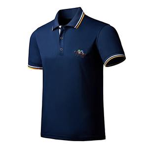 Camisa de polo ajustada de algodón de alta calidad para hombre, camisa básica de manga larga informal de golf para polo con tela de punto a rayas cortas sólida - Product Image 4