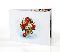 Carte de vœux de Noël 3D pop-up avec fleurs de poinsettia et motif d'oiseau cardinal