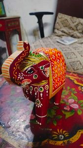 Elefantes de madera pintados a mano personalizados para decoración del hogar, ideales para reventa, hechos con patrones y diseños coloridos - Product Image 6