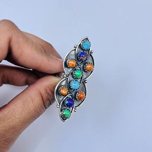 Bague turquoise en argent sterling 925 avec réglage de lunette Bague de fête de mariage et d'anniversaire à la mode - Product Image 4