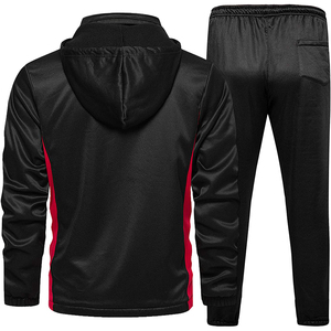 Chándal de hombre, chándal con cremallera, chándal de lana de algodón 100%, bolsillos en contraste con paneles - Product Image 2