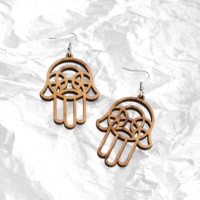 Boucles d'oreilles pendantes unisexes classiques en bois d'olivier, faites à la main, écologiques, découpées au laser, en forme de main, pour fêtes, par ArtisRaw