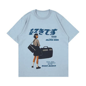 Camisetas de lavado ácido para hombre, mangas completas personalizadas con hombros caídos de gran tamaño, ropa de calle con patrón sólido para el verano - Product Image 4