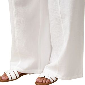 Womens Neutral Wide Leg Palazzo Trousers Elastic Waist Relaxed Fit Resort Wear Casual Fashion Pants for Women - Product Image 4