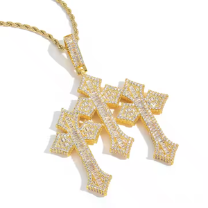 Pendentif Croix Bling Personnalisé de Haute Qualité, Populaire, en Argent 925, Diamant Moissanite Taille Ronde VVS, Style Hip Hop Iced Out - Product Image 3