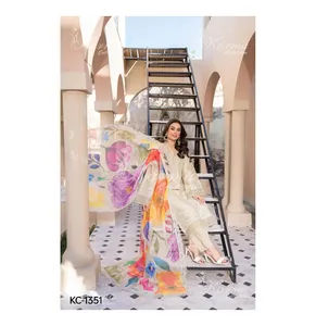 Vestido casual feminino de melhor qualidade, novo design, 2024 de melhor qualidade, Shalwar Kameez Shafoon Dupatta com cor personalizada, mais recente design