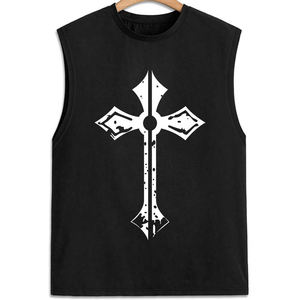 Livraison gratuite débardeur sans manches 100% coton pour hommes respirant tricoté 240g sérigraphie écologique été - Product Image 3