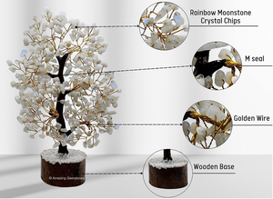 หินพลอยอัญมณีธรรมชาติกึ่งมีค่ารุ้งมูนสโตน300คริสตัลรูปต้นไม้ฮวงจุ้ยสำหรับตกแต่งบ้าน - Product Image 4