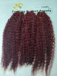 Nuevo producto Cabello de trama rizado birmano 100% Cabello humano vietnamita Color Borgoña Tamaño completo Cabello doble dibujado Hecho en Vietnam - Product Image 4