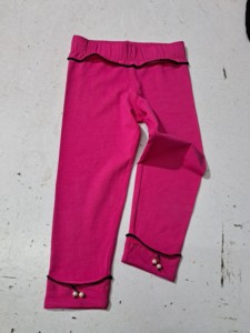 Leggings de jazmín de algodón de la mejor calidad para niñas, estilo dulce con dobladillo en contraste, tobillos colgantes de perlas disponibles, hermoso Color rosa - Product Image 2