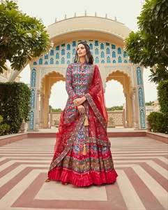 Último diseñador Pure Jacquard Bandhani Patola Impreso Anarkali Vestido por Fab Zone - Product Image 5