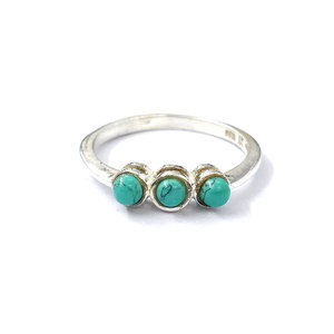 Handmade Boho <b>Statement</b> <b>Ring</b> in Turquoise 2.2 Grams Platinum with Natural Stone Bezel Setting Everyday Wear Jewelry - Product Image 1