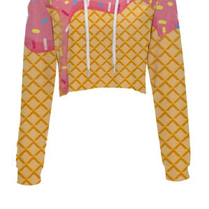 Venta al por mayor de manga larga Sudadera con capucha Señora Mujeres Crop Top Pullover Hoodies Sudaderas con capucha cortas para las mujeres - Product Image 5