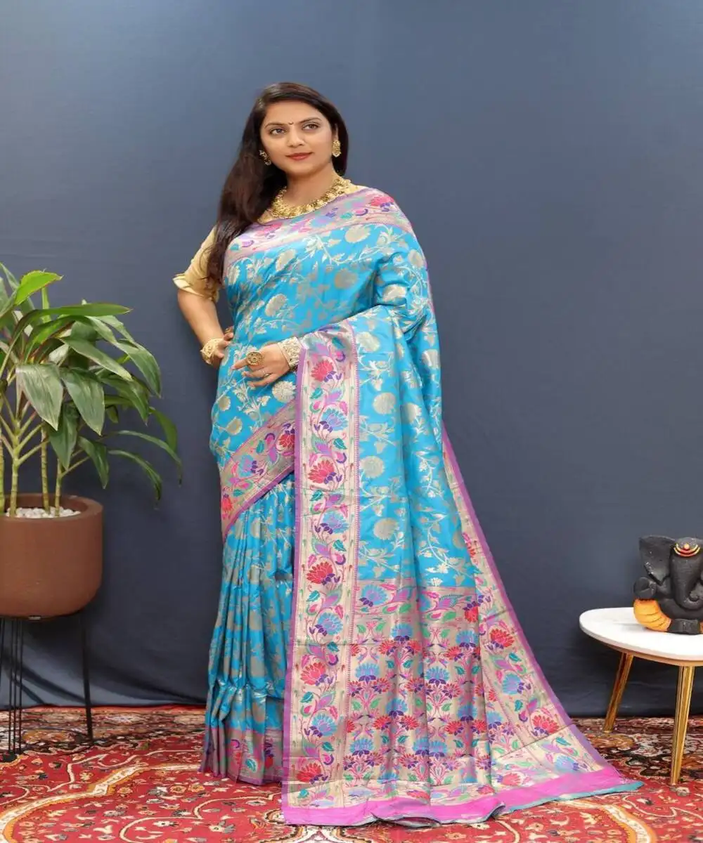 Saree sari Saree Série de trabalho bordado com blusa pesada, roupa exclusiva e tendência para cordas, roupa de trabalho com blusa pesada