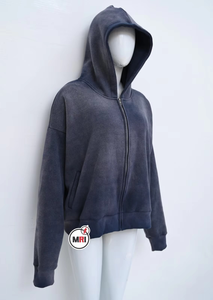 Haute qualité Streetwear personnalisé coton polaire blanc Vintage lavage à l'acide soleil fané sweats à capuche pour femmes sweats à capuche pour femme - Product Image 5