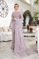 Sari de Mujer de Diseño Premium, Bordado, Tradicional, de Georgette, Seda y Piel Sintética, Largo hasta el Suelo, Lavable, de Secado Rápido y Alta Calidad
