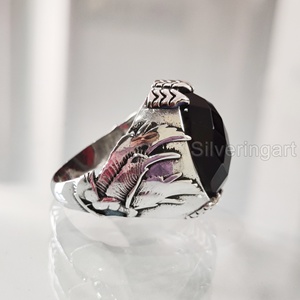 Anillo de Piedra Natural para Hombre, Piedra Preciosa de Granate Rojo Natural, Piedra Natal de Enero, Todos los Tamaños, Joyería Pesada para Fiesta, Anillo de Plata Esterlina 925 - Product Image 3