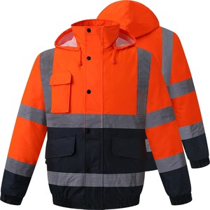High Visibility Winter Jacket Workwear Bomber Jacket Insulated Workwear with Multi Pockets for <b>Men</b> - Product Image 4
