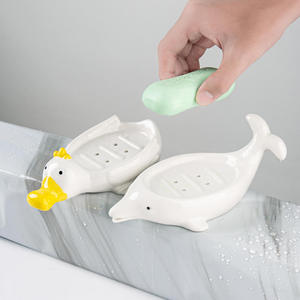 Jabonera de Cerámica con Forma de Animal para el Hogar, Diseño Creativo, Drenaje sin Perforaciones, Dos Piezas, Organizador de Baño Moderno y Ecológico, Almacenamiento de Jabón Duradero - Product Image 4