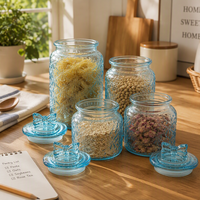 Pot en verre avec motif nœud papillon en relief pour rangement de cuisine, OEM/ODM disponible, personnalisation du motif et de l'emballage prises en charge
