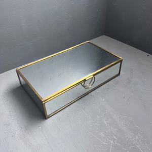 Caja de joyería, organizador de almacenamiento, caja de joyería con espejo y acabado en latón - Product Image 5