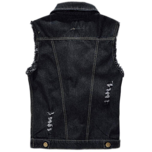 Chaleco vaquero de lona negra informal hecho a medida para hombre, chaleco de trabajo transpirable duradero para invierno - Product Image 2