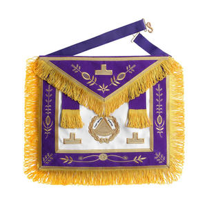 Delantal Past Grand Master Blue Lodge-Púrpura con emblema dorado con corona - Product Image 1