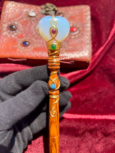 Bolígrafo de cristal de opalita hecho a mano con cuerpo de madera Chakra piedra preciosa herramienta de escritura Reiki curación energía regalo pluma Diario Espiritual - Product Image 3