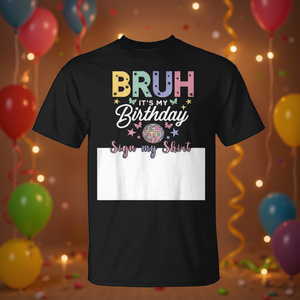 T-shirt a maniche corte per festeggiare il compleanno, t-shirt unisex per adulti, girocollo, con grafica festiva - Product Image 3