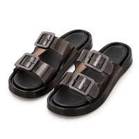 Sandales à lanières de style minimaliste, fermeture à boucle, semelle extérieure en PVC souple réglable, antidérapantes, couleur unie, pour la plage et la piscine