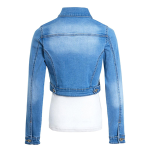 Veste en jean courte de qualité supérieure, doublure en laine, imprimé noir, couleur unie, coupe décontractée, manches longues, nouvelle veste en jean tendance - Product Image 5