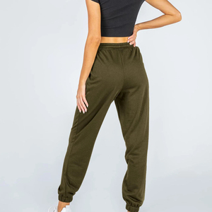 Pantalon de jogging en molleton taille haute pour femme 100% coton Léger Respirant Écologique Cordon de serrage Pantalon de sport Logo personnalisé - Product Image 6