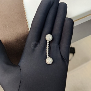 Exquisito colgante de bola 6.50Ct Pendientes de diamantes cultivados en laboratorio redondo en 10K 14K 18K Oro sólido Pendientes de diamantes brillantes Regalo para ella - Product Image 3