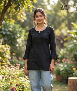 Blusa Kurti Bordada de Algodón para Mujer - Product Image 3