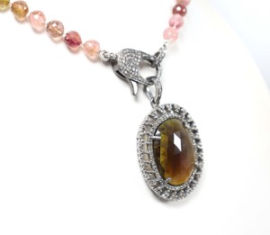 925 argent Sterling naturel jaune Tourmaline pendentif Multi Tourmaline collier perles facettes coupe pierre fine pendentifs breloques - Product Image 3